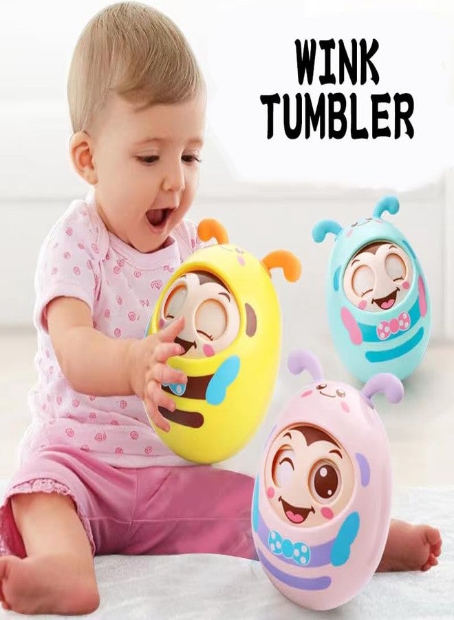 JBM ENTERPRISE Cute Baby Roly-Poly Tumbler Doll Toy with Bell Sound | BPA-Free Wobble Toy for Infants & Toddlers | Self-Righting Cartoon Winking Face for 6 Months+ Boys Girls - Image 3